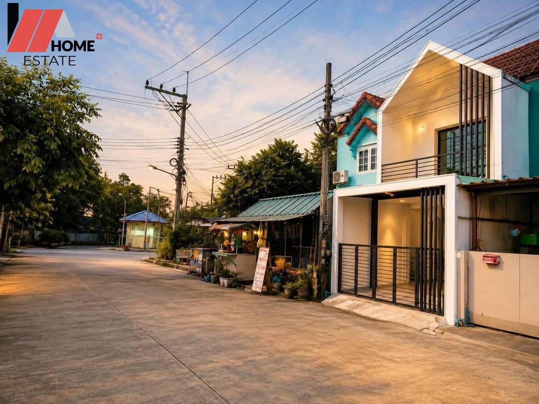 หมู่บ้านพร้อมจิตร ซอยกันตนา - บางใหญ่ หน้าสวน หลังติดทุ่งนา ลมดี วิวธรรมชาติ